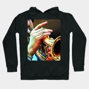 Music - Man Playing Trumpet Closeup Hoodie